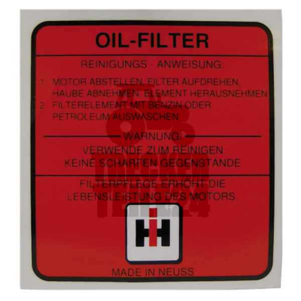 Aufkleber Ölfilter